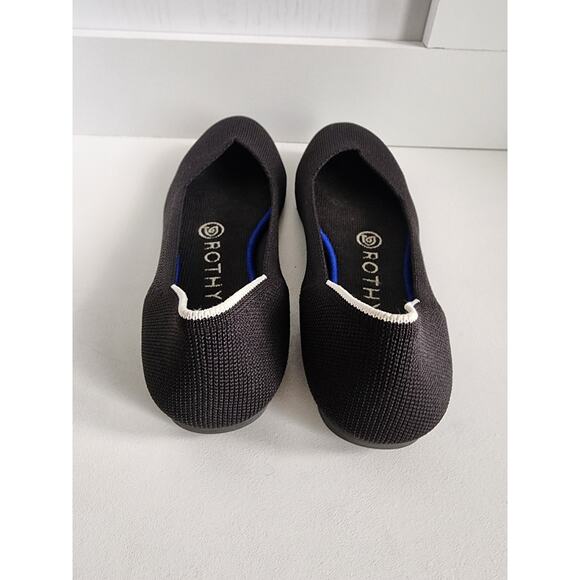 Rothy's Flat Round Signature Flats Shoes Black White Halo RETIRED Women’s Sz 6 - Picture 4 of 8